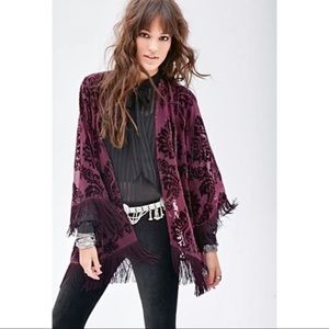 Forever 21 Velvet Fringe Kimono